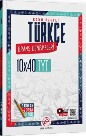 Alan Yayınları TYT Türkçe Konu Özetli 10 x 40 Branş Denemeleri (2025)