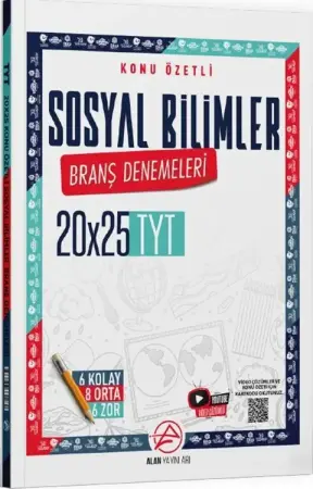 Alan Yayınları TYT Sosyal Bilimler Konu Özetli 20 x 25 Branş Denemeleri (2024-2025)