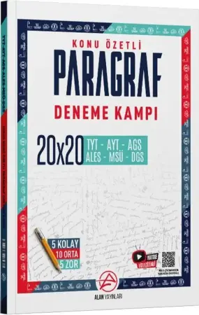 Alan Yayınları TYT Paragraf Konu Özetli 20 x 20 Deneme Kampı (2025)