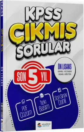Akademi Denizi Yayınları KPSS Önlisans Genel Yetenek Genel Kültür Son 5 Yıl Çıkmış Sorular (2016-2024)
