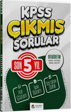 Akademi Denizi Yayınları KPSS Ortaöğretim Genel Yetenek Genel Kültür Son 5 Yıl Çıkmış Sorular (2016-2024)