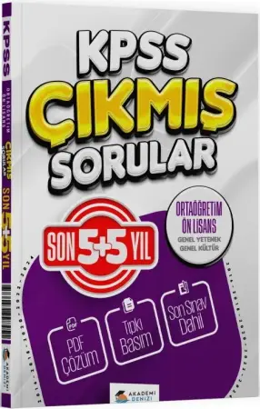 Akademi Denizi Yayınları KPSS Lise Önlisans Son 5+5 Yıl Çıkmış Sorular (2016-2024)