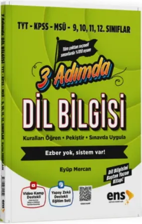 ENS Yayınları TYT KPSS MSÜ Dil Bilgisi 3 Adımda Video Destekli Soru Bankası (2026)