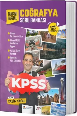 Akademi Denizi Yayınları KPSS Coğrafya Tamamı Haritalı Soru Bankası (2025-2026)